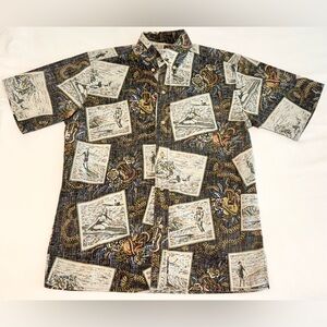 RARE- Reyn Spooner - Hawaiian Shirt - Art of Eddy Y - Size S - Vintage